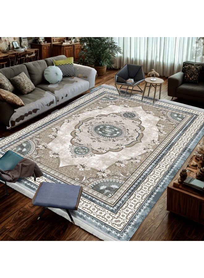 SMART HOME Large padded floor mat with a soft velvet surface and non-slip backing - Living room rug - Majlis rug - Lounge rug - Luxurious decorative rug - Elegant rug with modern patterns for living rooms and majlis - Size 350x250 cm - Suitable for everyday use and entertaining - Image 2